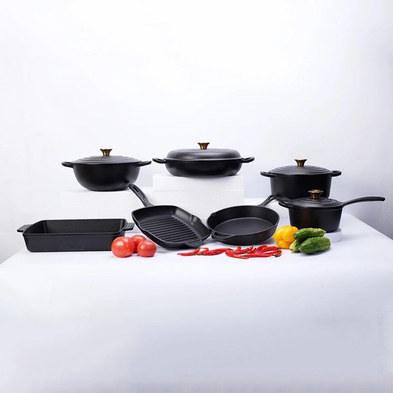 Classic Solid Color Cast Iron Skillet Single Piece|Kitchen Cookware