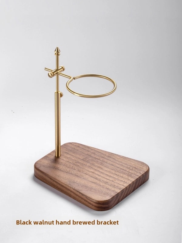 Retro Adjustable Solid Wood Coffee Filter Holder with Brass Handle | Coffee Accessories