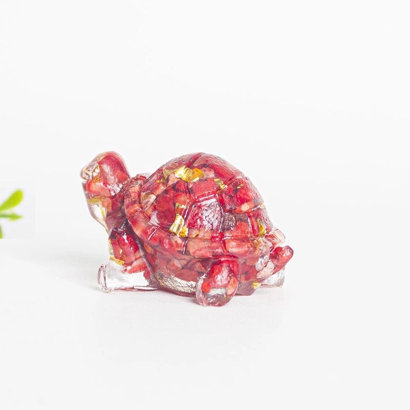 Minimalist Tortoise Figurine with Natural Crystal Accents|Home Decor