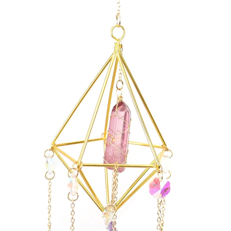 Minimalist Geometric Crystal Agate Suncatcher Wall Hanging | Home Decor
