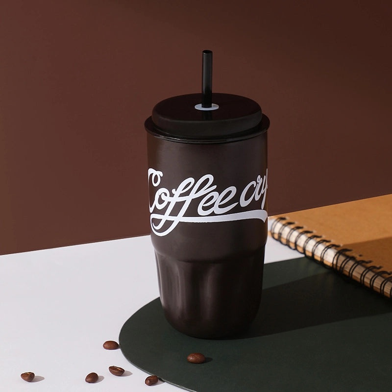 Casual Stainless Steel 316 Thermos Cup with Letter Design, Durable & Stylish | Drinkware & Thermos Mugs