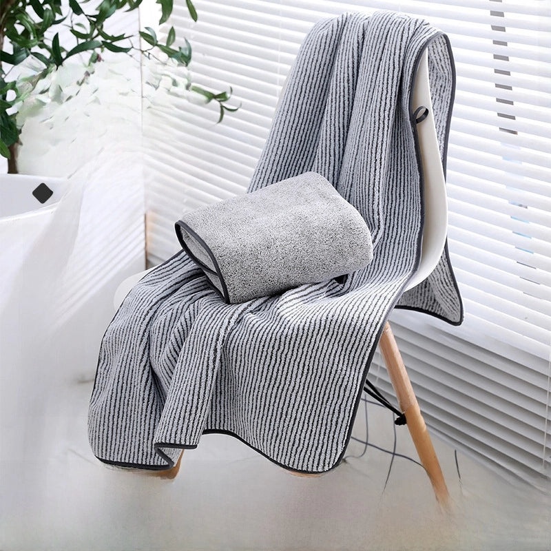 Antibacterial Bamboo Charcoal Fiber Thick Coral Fleece Large Absorbent Bath Towel for Adults|Home & Bath Textiles