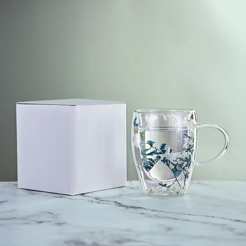 Floral Borosilicate Glass Mug for Vacation & Everyday Use | Drinkware & Mugs