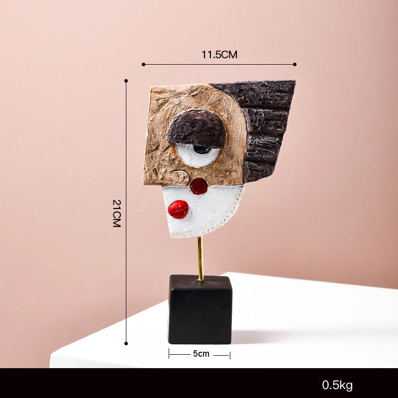 Abstract Human Face Resin Sculpture Decorative Art Piece|Home Decor