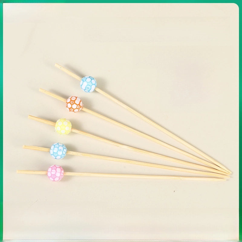 100 Disposable Colorful Sports-Themed Bamboo Dessert Sticks for Cake Tennis Baseball Football | Party Supplies