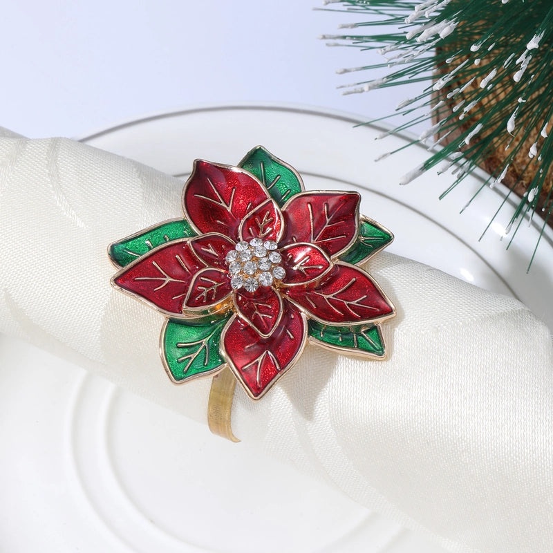 Elegant Floral Alloy Napkin Ring for Christmas Casual Dining | Tableware & Napkin Rings