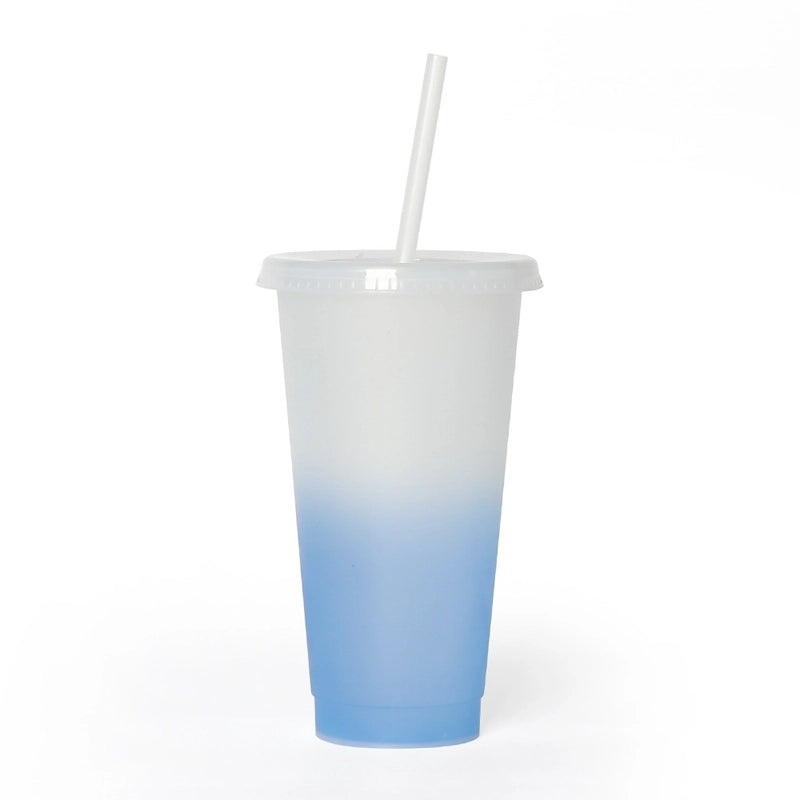 Temperature Sensitive Color Changing Plastic Straw Cup 710ml Reusable Drinkware|Drinkware & Cups