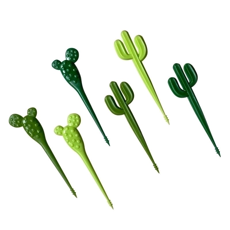 Adorable Cactus Design Plastic Fruit Fork Set | Kitchen & Dining Accessories
