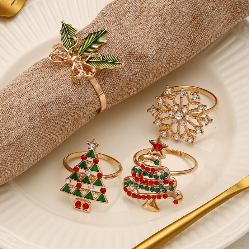 Elegant Christmas Tree Alloy Napkin Ring for Holiday Dining | Holiday Tableware
