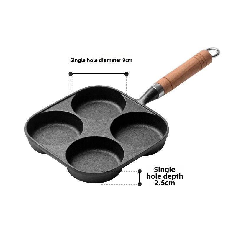 Cast Iron Omelette Pan Deep Non-Stick Egg Hamburger Mold Household Dumpling Pot|Kitchen Cookware