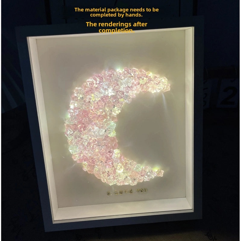 Moon Crystal Night Light with Butterfly Design Handmade DIY Birthday Gift|Home Decor Night Lights
