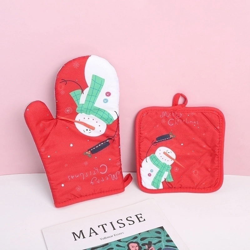 Heat Resistant Polyester Gloves with Minimalist Cartoon Design|Kitchen & Dining Gloves