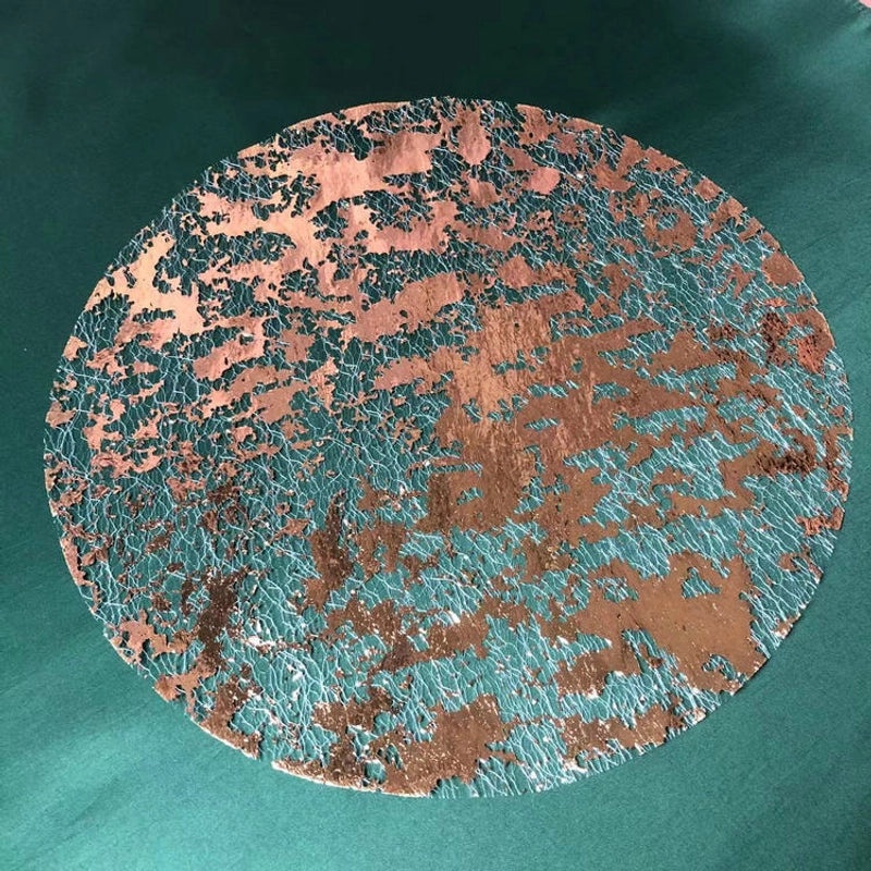 Disposable Gold Foil Round Placemat Metal Grid Design Elegant Table Mat | Tableware & Dining Accessories