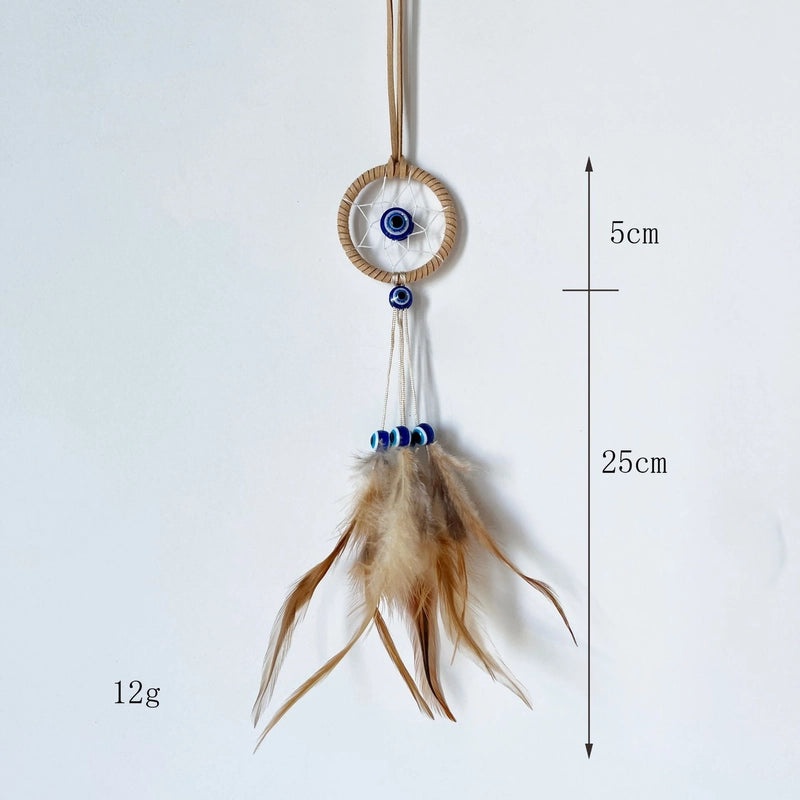 Bohemian Dream Catcher Keychain with Feather and Evil Eye Charm|Accessories & Keychains