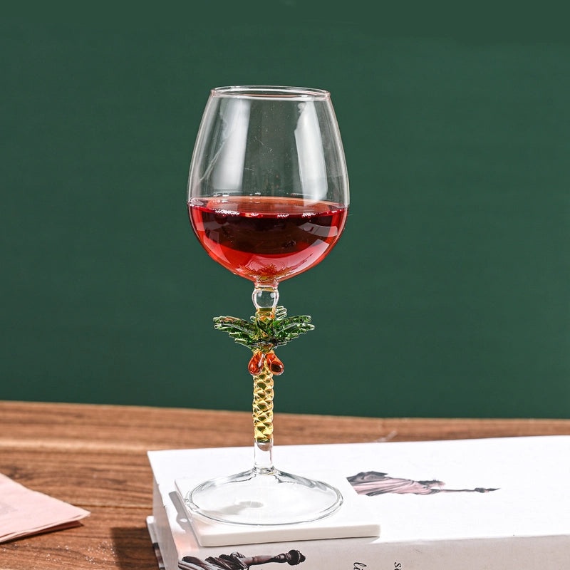 Elegant Solid Color Floral Glass Wine Tumbler | Glassware & Drinkware