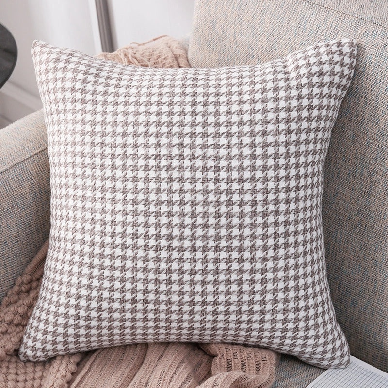 Light Luxury Houndstooth Linen Pillowcase | Home Decor & Pillows