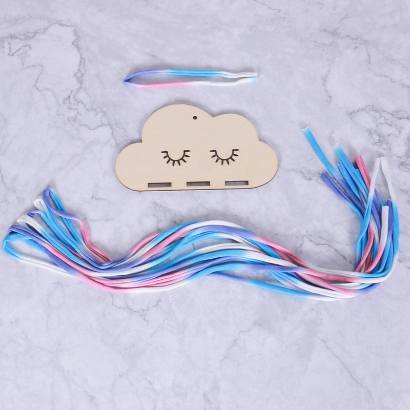 Nordic Style Cloud Wood Chip Hair Clip Holder with Decorative Wall Pendant | Hair Accessories Storage