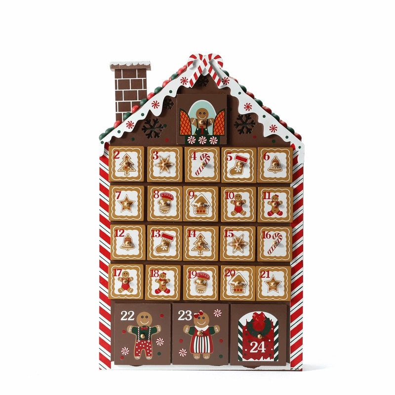 Classic Wooden Christmas House Calendar Gingerbread Table Decor