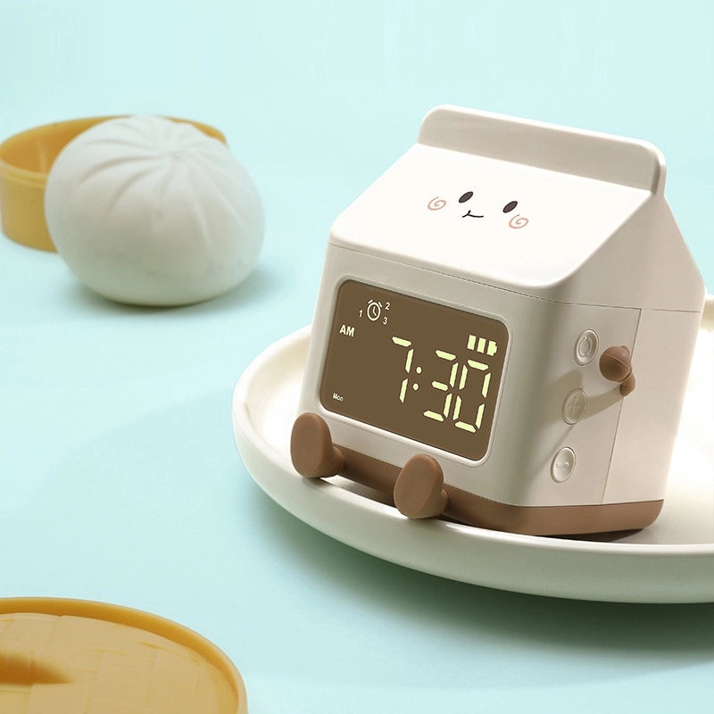 Cute Milk Carton Mini Electronic Alarm Clock for Kids|Children's Bedroom Clocks