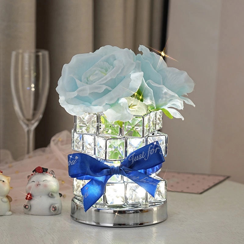Minimalist Floral Crystal LED Birthday Night Light | Home Decor & Lighting