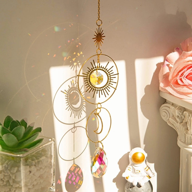 Star Moon Alloy Crystal Suncatcher Wind Chime Minimalist Wall Decor|Home Decor