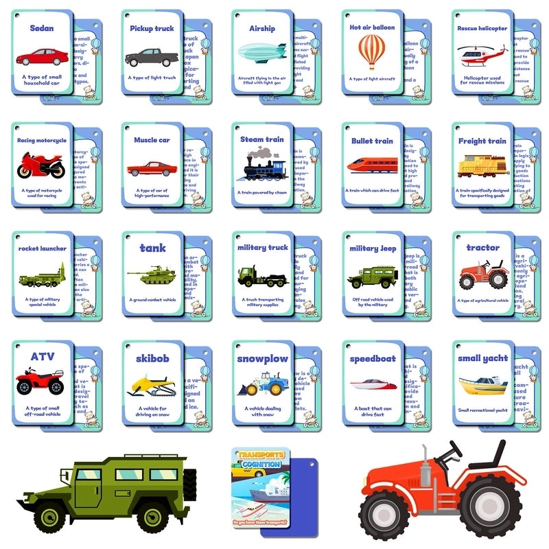 46 Engineering Vehicles Flash Cards for Kids|Early Education Educational Toys