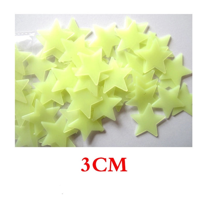 3cm Glow in the Dark Star Stickers Bulk Pack 100pcs | Kids Room Decor