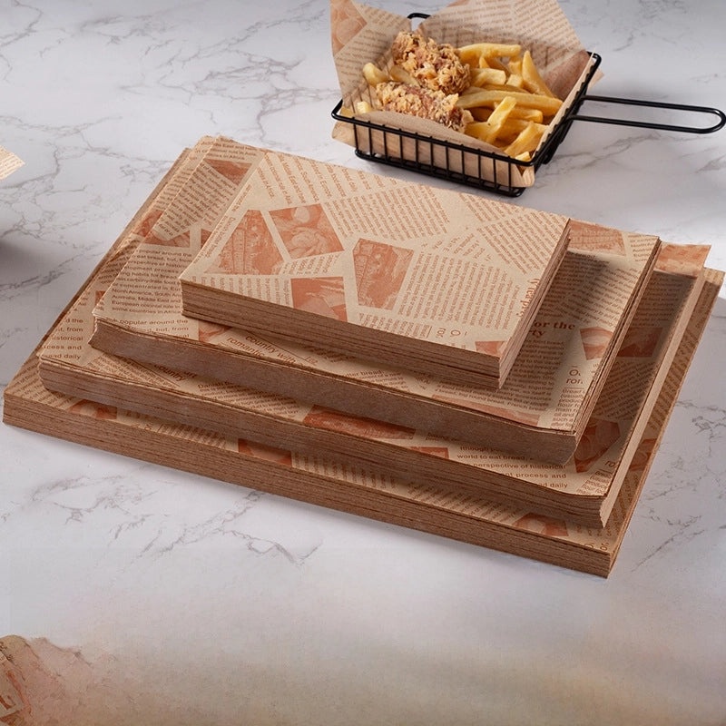 American-style Oil-proof Paper for Fried Chicken Fries Hamburgers, Oil-absorbing Baking and Sandwich Wrapping Paper | Food Packaging Supplies