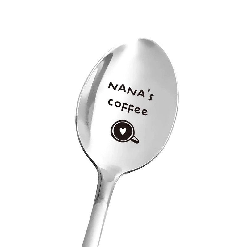 Trendy Engraved Stainless Steel Spoon|Kitchen Utensils & Dining Accessories