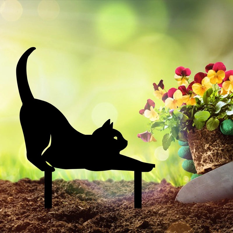 Metal Kitten Garden Stake Outdoor Yard Decoration Plug-in | Garden Ornaments
