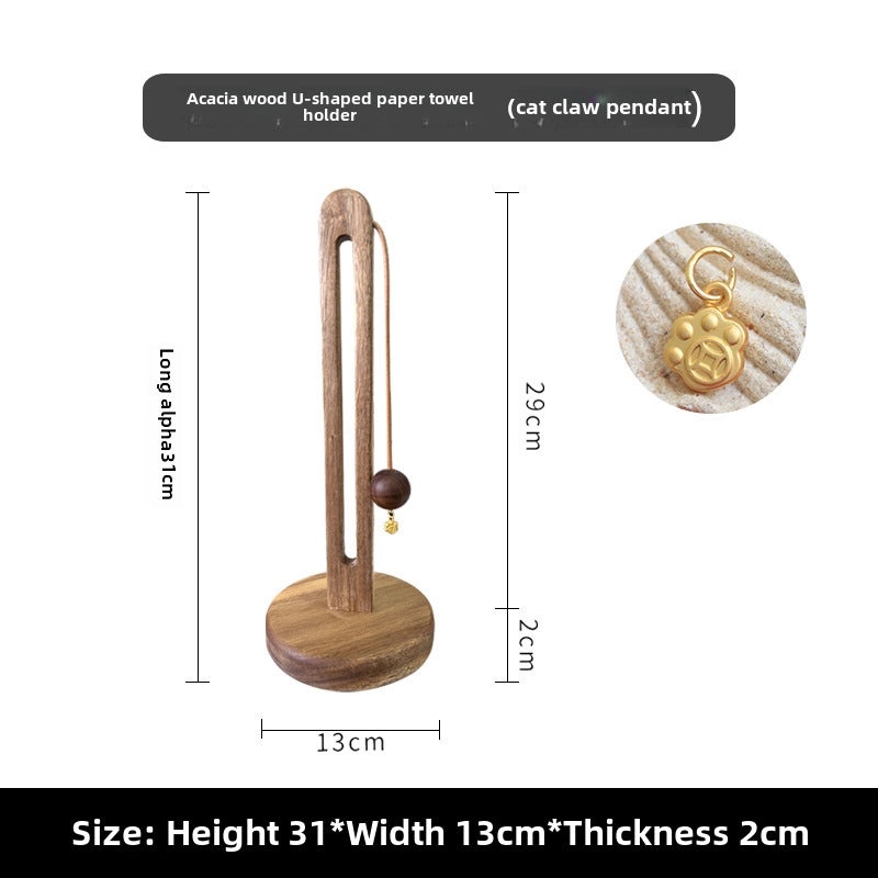 Solid Wood Kitchen Tissue Holder Punch-free Roll Paper Storage Rack Vertical Organizer for Plastic Wrap Fresh-Keeping Bags|Kitchen Storage & Orga