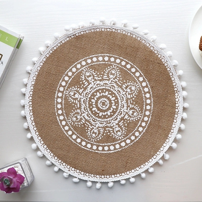 Baroque Inspired Solid Color Jute Placemat Single Piece|Home Decor & Tableware