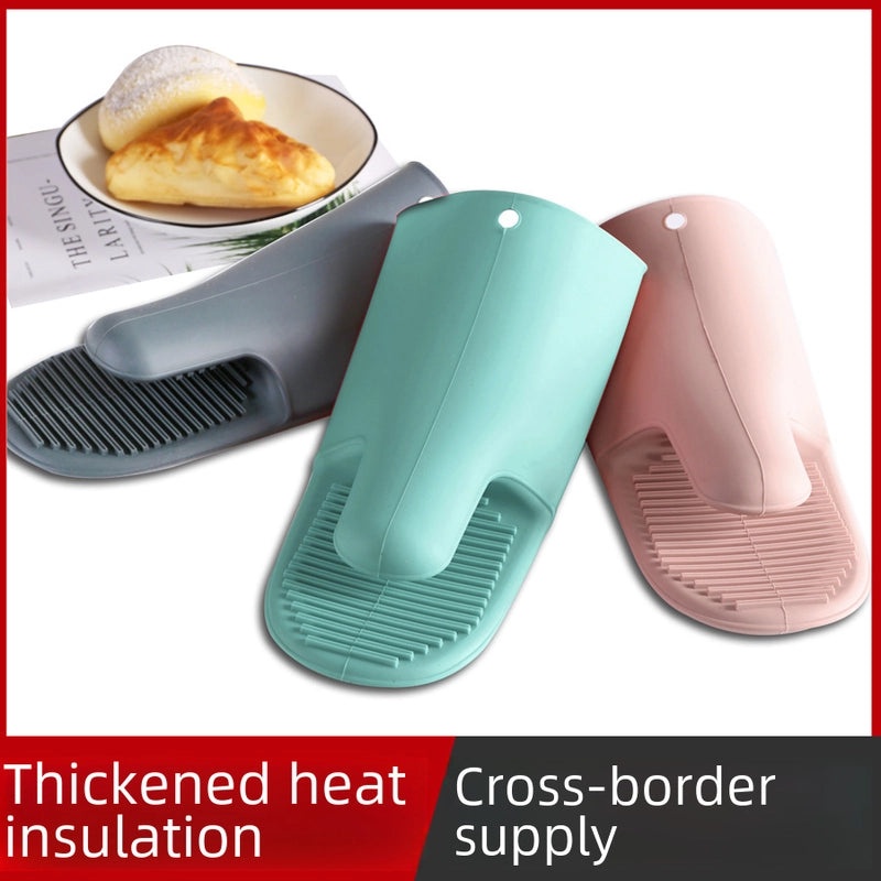 Thickened Silicone Heat-Resistant Gloves with Long Hand Clip for Microwave Oven Bowl Handling|Kitchen & Dining Accessories