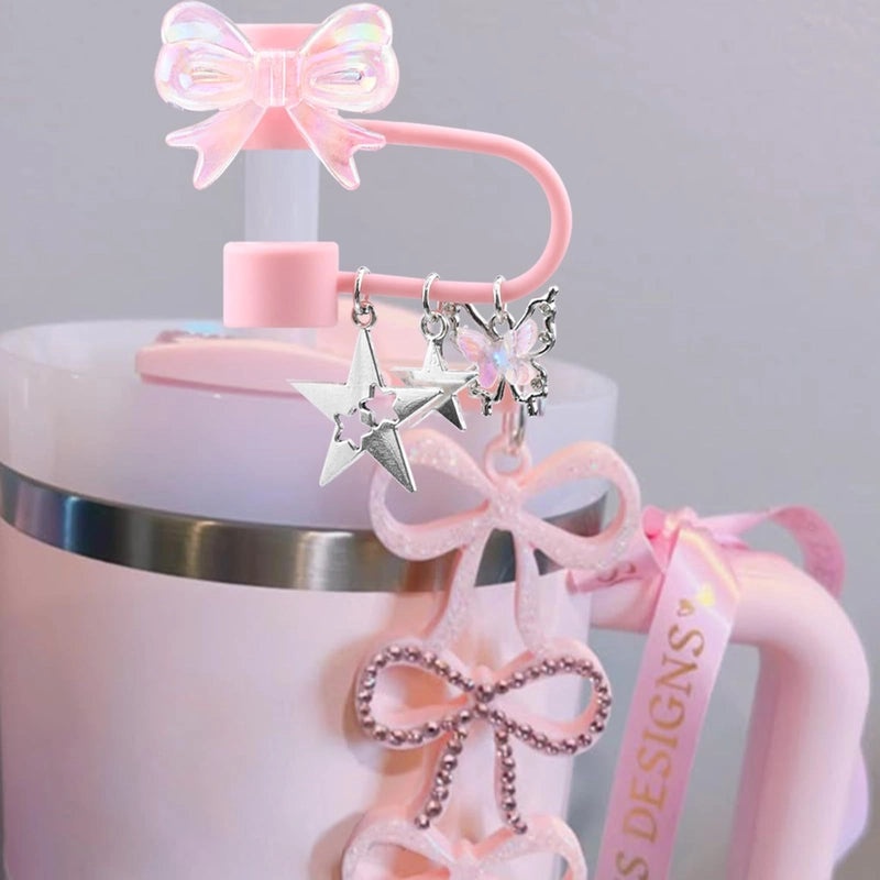 Adorable Star Bow Knot Silicone Straw Cap Set|Drink Accessories