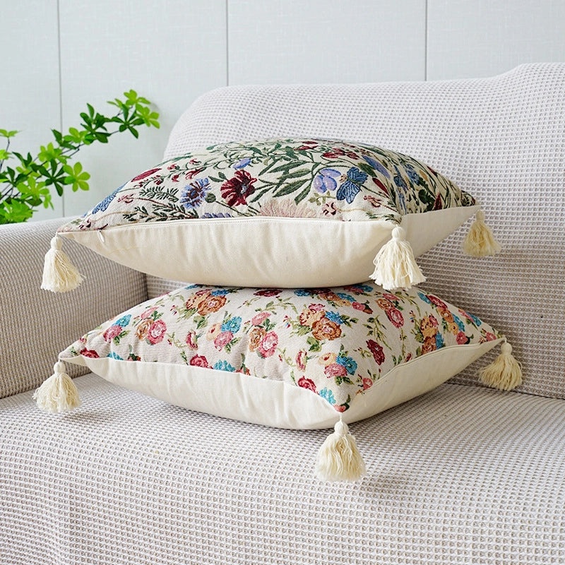 Minimalist Floral Canvas Throw Pillow Cover for Casual Home Decor | Home Textiles & Bedding