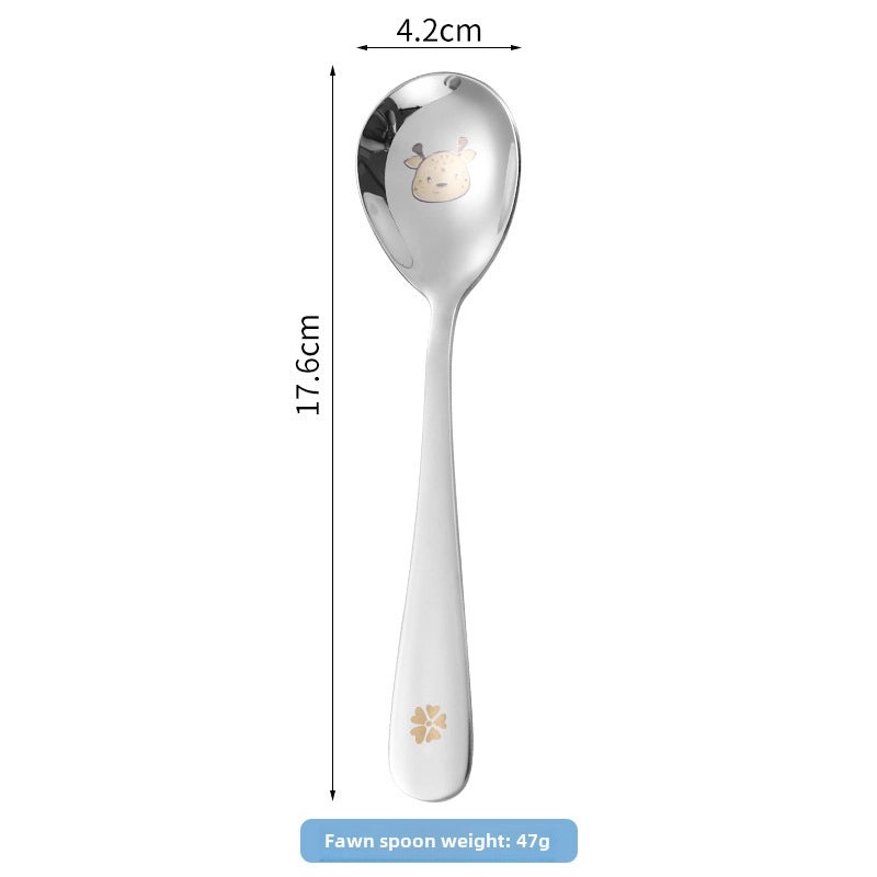 304 Stainless Steel Cartoon Baby Spoon Cute Feeding Spoon for Children Learning to Eat | Baby Feeding Accessories