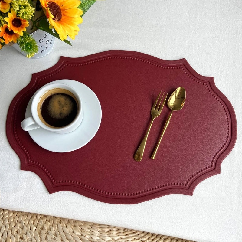 Nordic Imitation Leather Placemat | Waterproof Heat-Resistant Table Mat for Hotel and Home Dining | Dining Table Accessories|餐具配件
