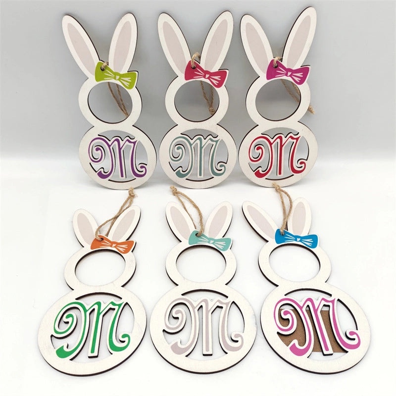 Elegant Easter Wooden Rabbit Hanging Ornament for Home Party Decorations | Home Decor