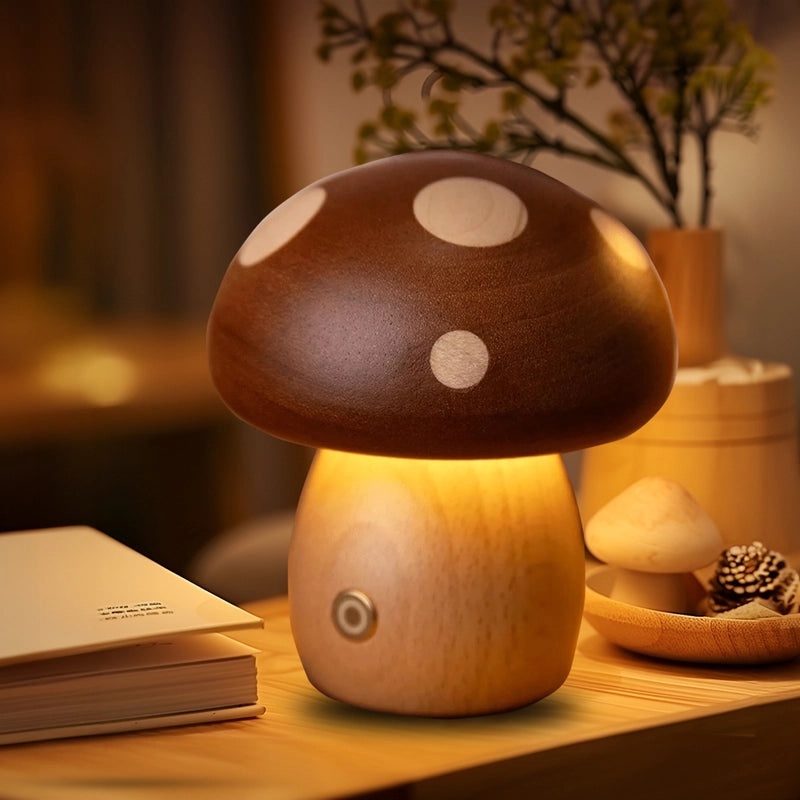 Whimsical Mushroom Wooden Lamp Ornament|Home Decor & Lighting Accessories