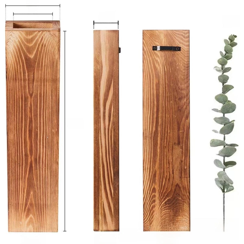 Solid Pine Wood Wall Vase for Dried Flowers | Home Decor