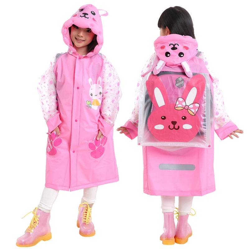Kids Inflatable PVC Rain Poncho with Bag Portable Waterproof One-piece Cute Student Outdoor Raincoat|Children's Rainwear