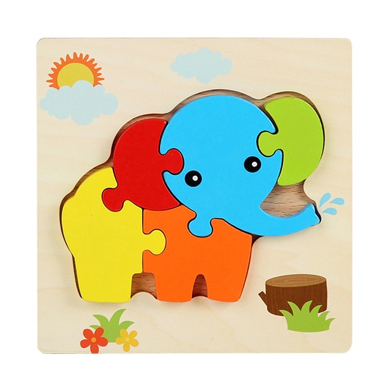 Wooden 3D Animal Puzzle for Kids Early Learning Handheld Board Cartoon Educational Toy | Educational Toys & Games