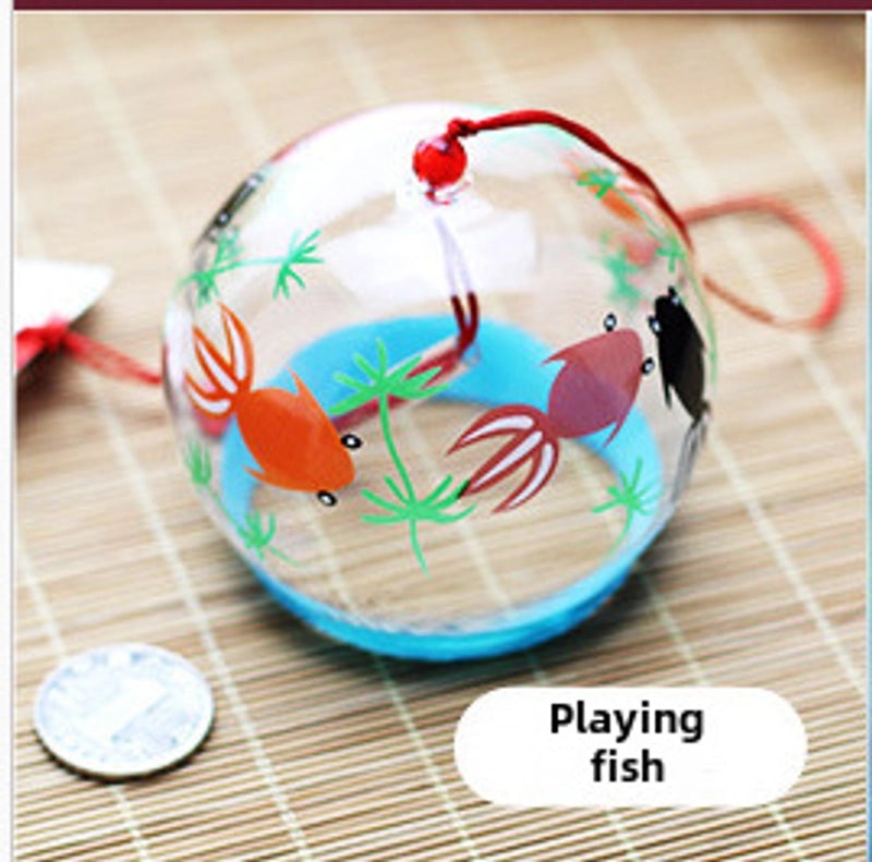 Handmade Painted Glass Pendant with Creative Pattern Wind Chimes Japanese Craft Style | Home Decor & Crafts