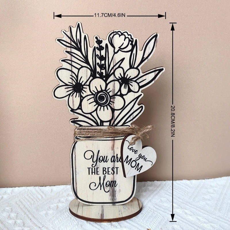 Mother's Day Elegant Floral Wooden Letter Ornament Casual Artificial Decoration | Home Decor Accessories