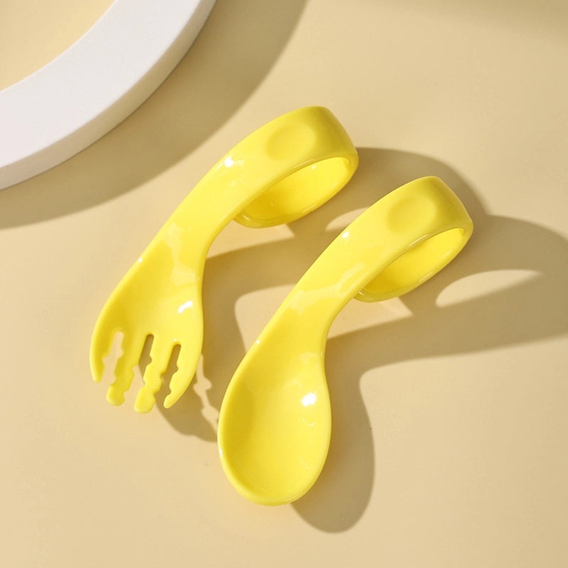 Baby Training Spoon and Fork Set with Curved Handles for Toddlers | Baby Feeding Accessories