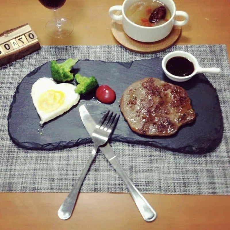 Japanese-Korean Style Black Slate Dinner Plate for Sushi Dessert Western Food Steak | Dinnerware & Plates