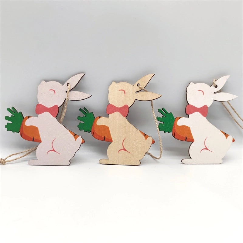 Elegant Easter Wooden Rabbit Hanging Ornament for Home Party Decorations | Home Decor