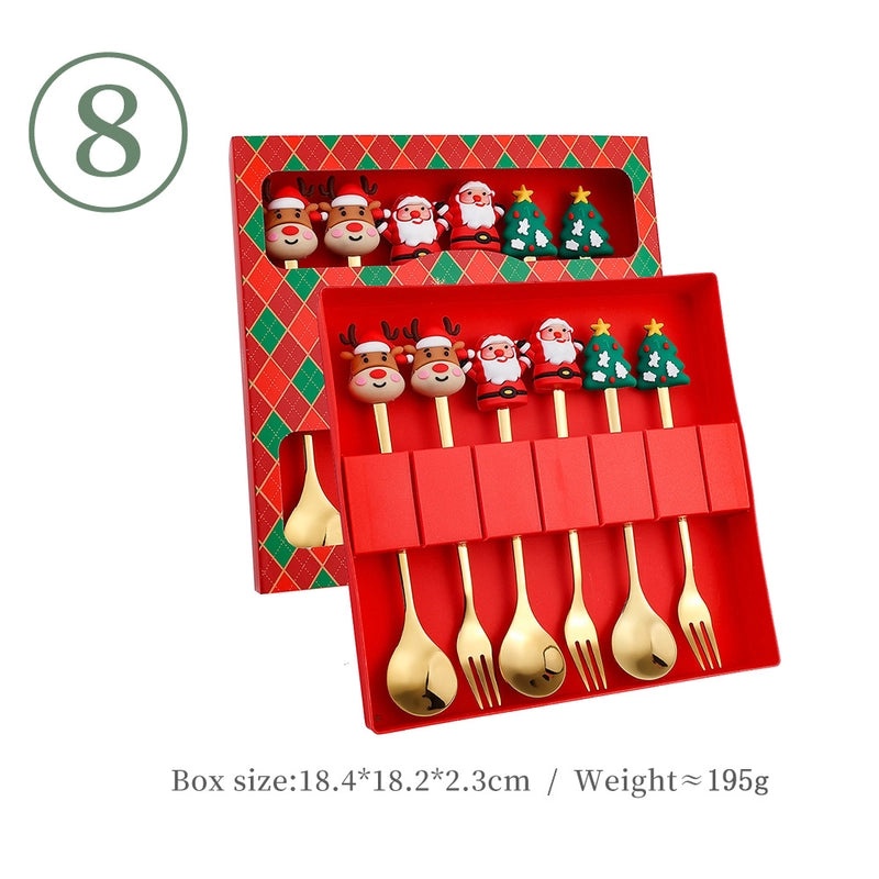 Funny Christmas Tree Dessert Spoon Creative Tableware Cartoon Spoon Suit Holiday Gift Idea|Kitchen & Dining