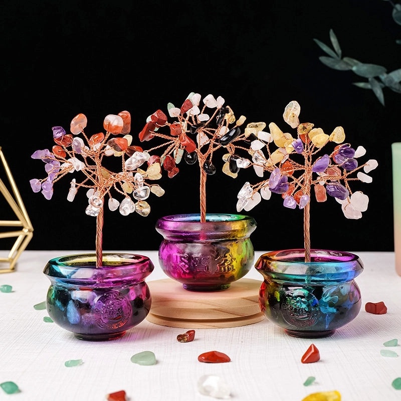 Elegant Alloy Money Tree with Crystal Ornaments Artificial Home Decor|Home Decor & Accessories