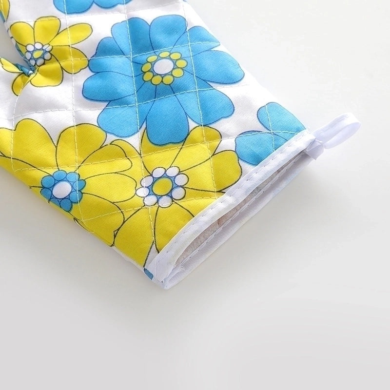Heat Resistant Cotton Gloves with Modern Floral Design|Kitchen & Dining Accessories